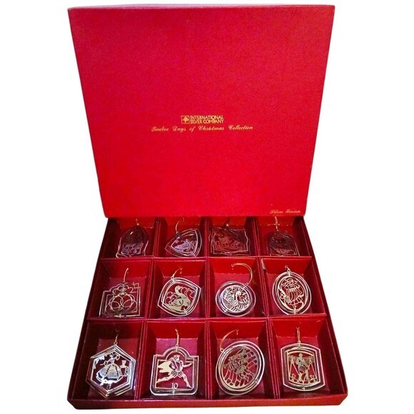 International Silver Company 12 Days of Christmas Ornaments Set Complete w/ Box - Picture 1 of 4